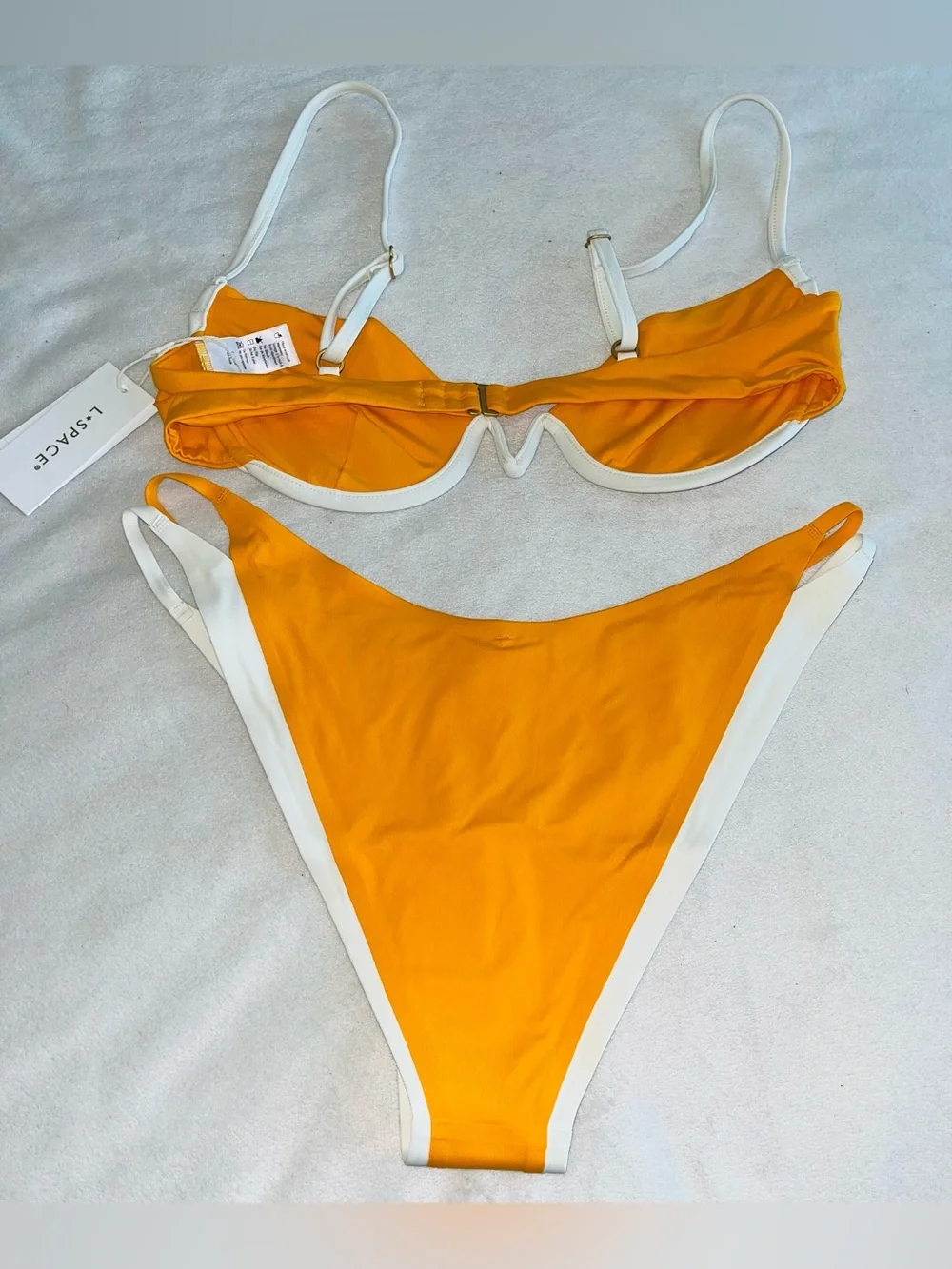 L*Space Bikini Set Niko Top & Billie Bikini Bottoms Mango/Cream Large Resortwear